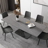 47.2" Modern Rectangle Stone Top Dining Table with Carbon Steel Base