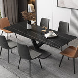 47.2" Modern Rectangle Stone Top Dining Table with Carbon Steel Base