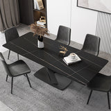 47.2" Modern Rectangle Stone Top Dining Table with Carbon Steel Base