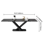 47.2" Modern Rectangle Stone Top Dining Table with Carbon Steel Base