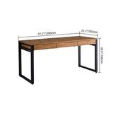 47.2" Modern Wooden Natural & Black Office Desk with Drawers & Metal Legs-Desks,Furniture,Office Furniture