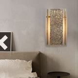 1-Light Rectangular Wall Sconce with Bark Texture in Brass