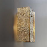 1-Light Rectangular Wall Sconce with Bark Texture in Brass