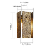 1-Light Rectangular Wall Sconce with Bark Texture in Brass