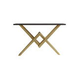 Black & Gold Narrow Console Table Accent Table For Entryway X Base Metal in Small