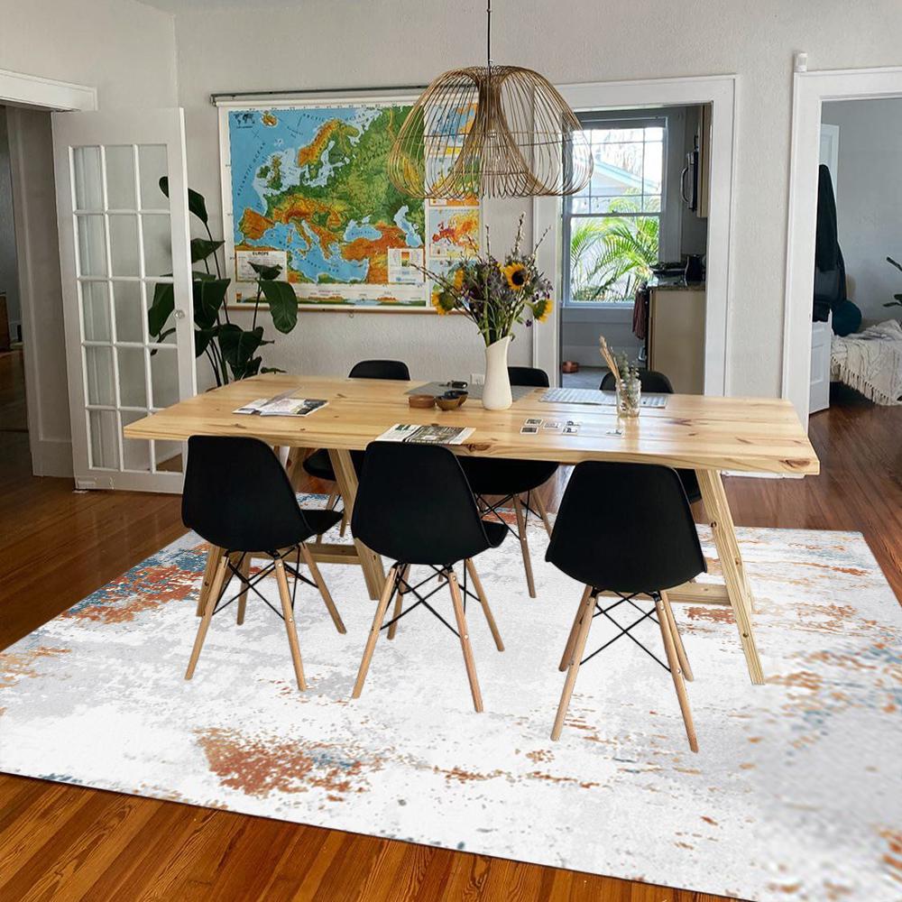 5' x 8' Modern Abstract Ink Painting Multi-colored Rectangle Area Rug