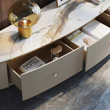 78.7" Stone Top TV Console with Drawers TV Stand in Champagne-Richsoul-Furniture,Living Room Furniture,TV Stands