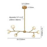 Modern Brass 12-Light Branching Crystal Chandelier for Living Room and Dining Room