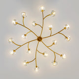 Modern Brass 12-Light Branching Crystal Chandelier for Living Room and Dining Room