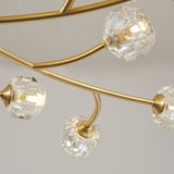 Modern Brass 12-Light Branching Crystal Chandelier for Living Room and Dining Room