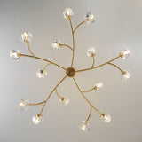 Modern Brass 12-Light Branching Crystal Chandelier for Living Room and Dining Room