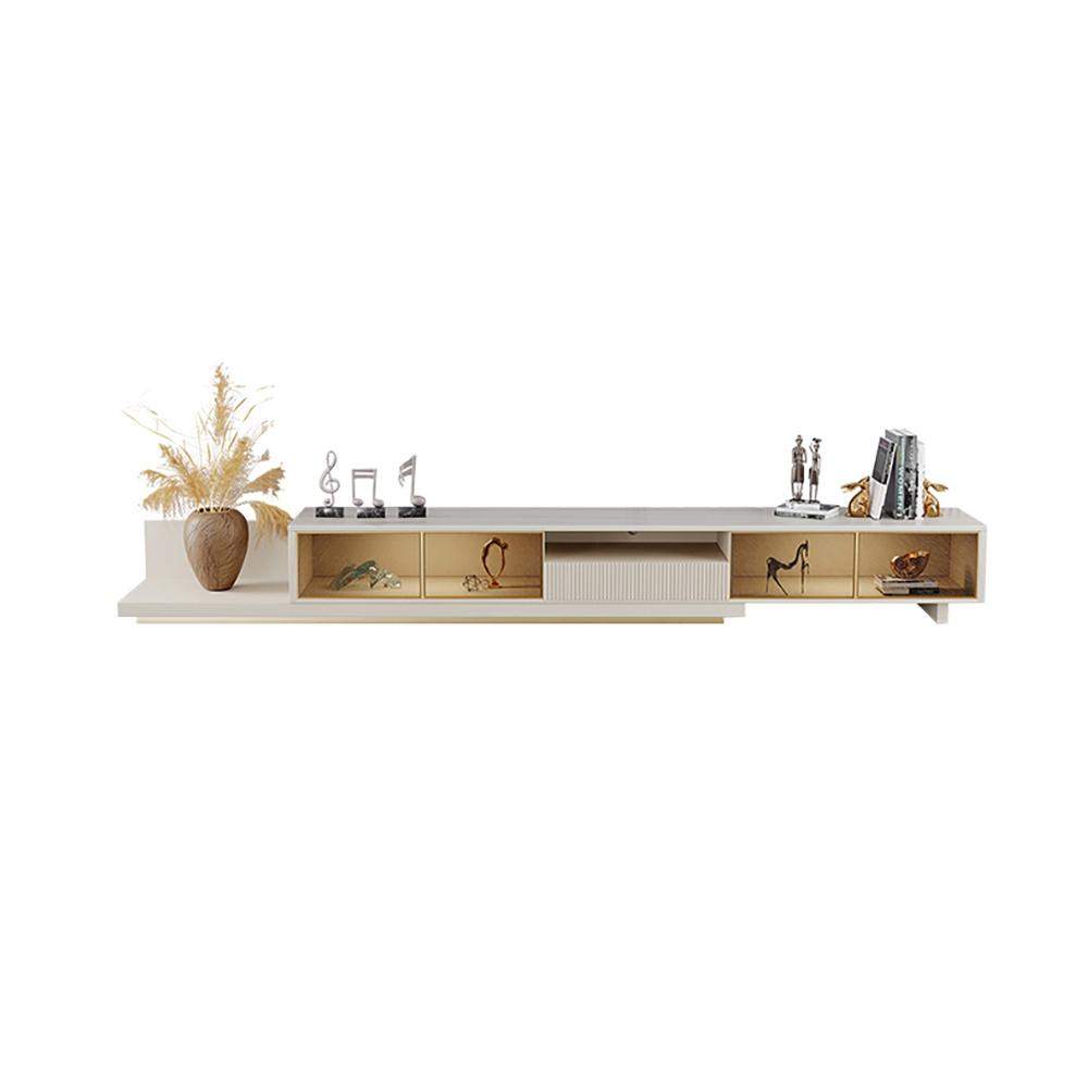 Light Khaki Modern Extendable TV Stand with Light Management Hole Included-Richsoul-Furniture,Living Room Furniture,TV Stands