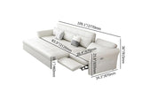 109" Power Reclining Sleeper Sofa Bed Convertible White Leath-Aire Tufted Upholstered