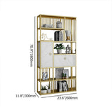 70.9" Modern 5-Tier Geometric Bookshelf with 1 Drawer and 1 Door in White & Gold