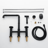 Ruth Industrial 2-Handle Centerset Kitchen Faucet with 1 Pull-out Sprayer Bridge-Shaped