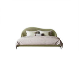 Light Pink Queen Bed Velvet Upholstered Platform Bed with Metal Legs
