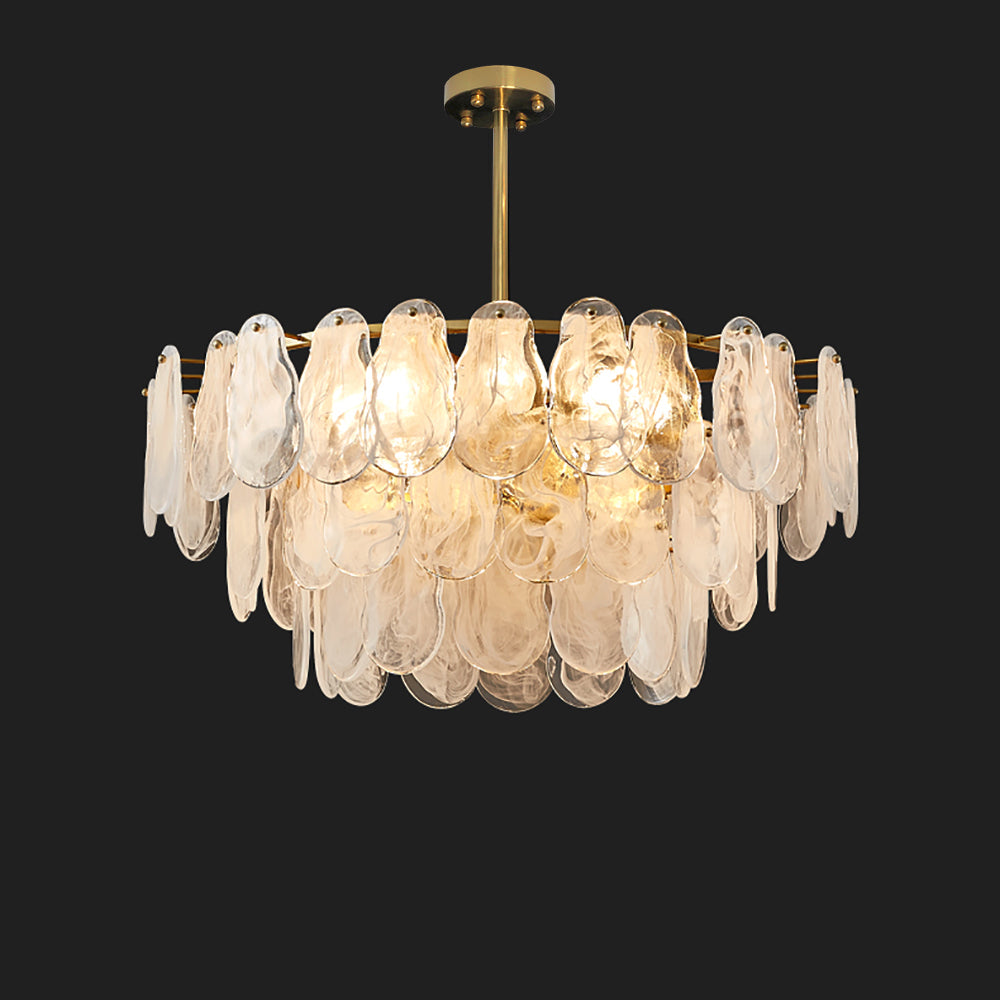 Postmodern 6-Light Tiered Cloud Glass Chandelier Adjustable Hanging Rod