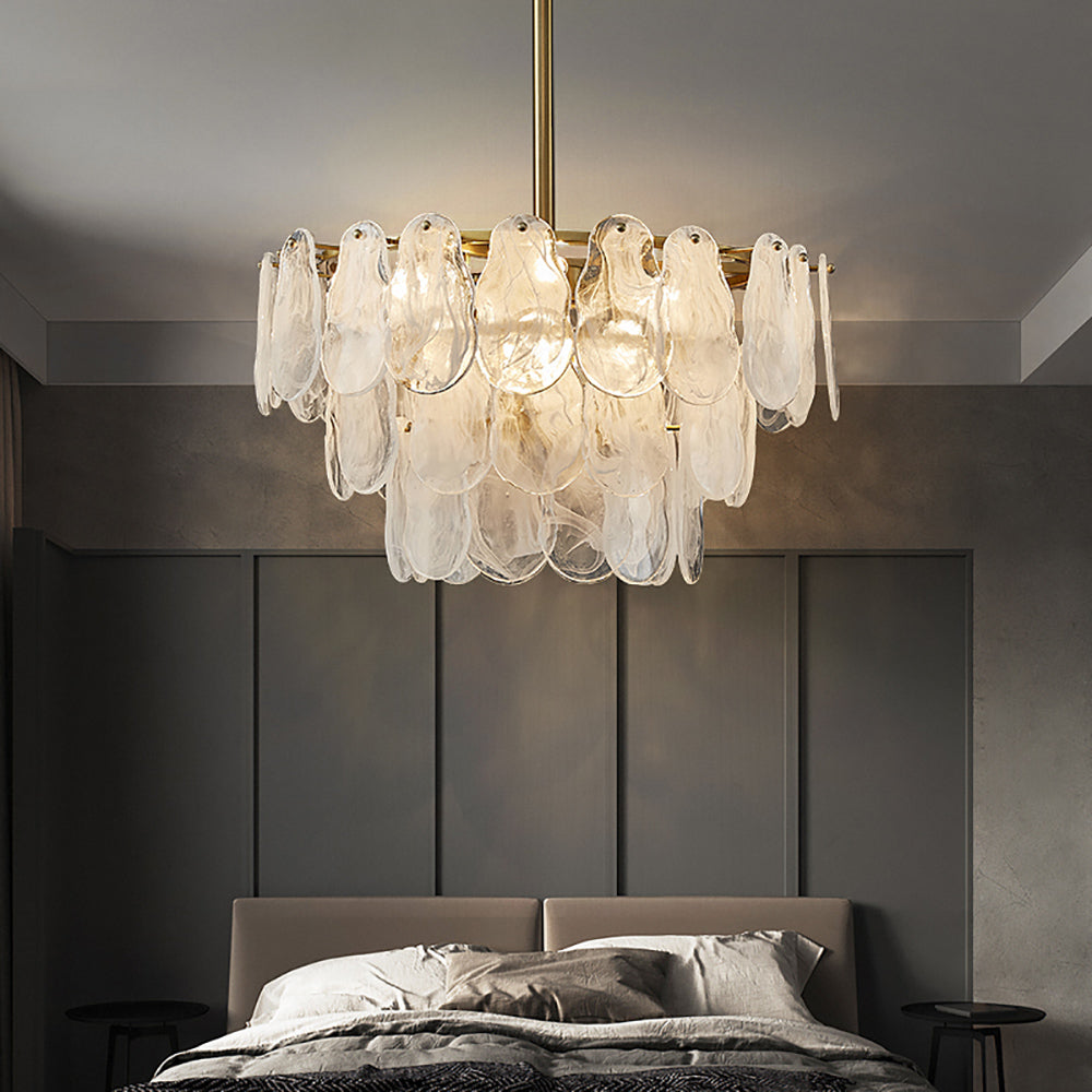 Postmodern 6-Light Tiered Cloud Glass Chandelier Adjustable Hanging Rod