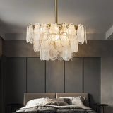 Postmodern 6-Light Tiered Cloud Glass Chandelier Adjustable Hanging Rod