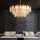 Postmodern 6-Light Tiered Cloud Glass Chandelier Adjustable Hanging Rod