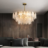 Postmodern 6-Light Tiered Cloud Glass Chandelier Adjustable Hanging Rod