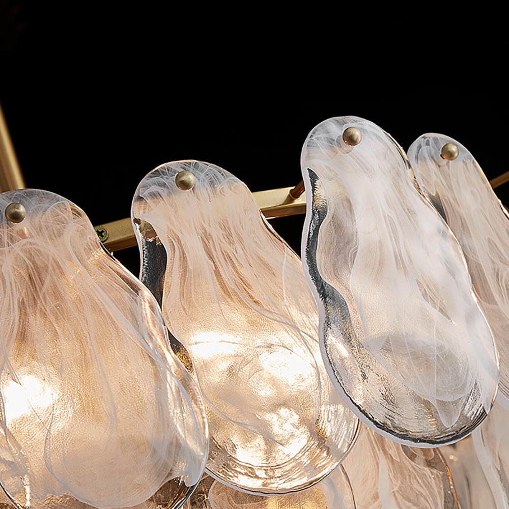 Postmodern 6-Light Tiered Cloud Glass Chandelier Adjustable Hanging Rod