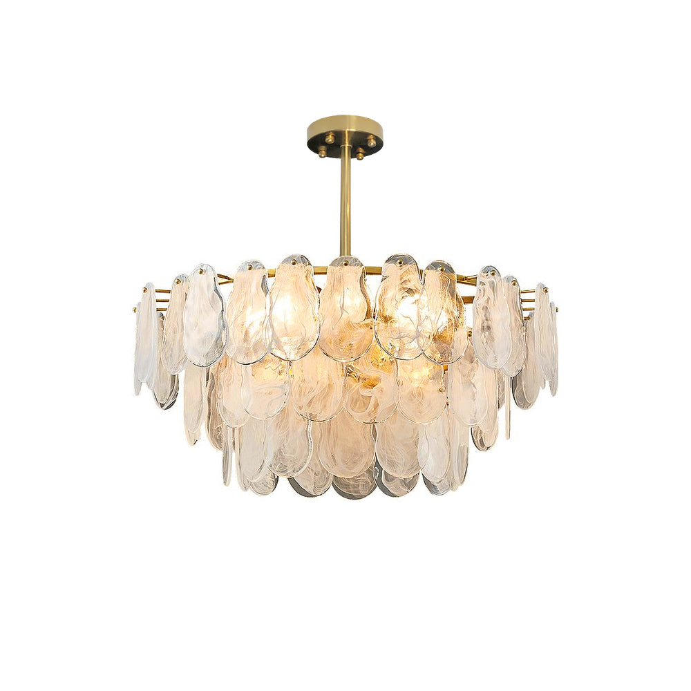 Postmodern 6-Light Tiered Cloud Glass Chandelier Adjustable Hanging Rod