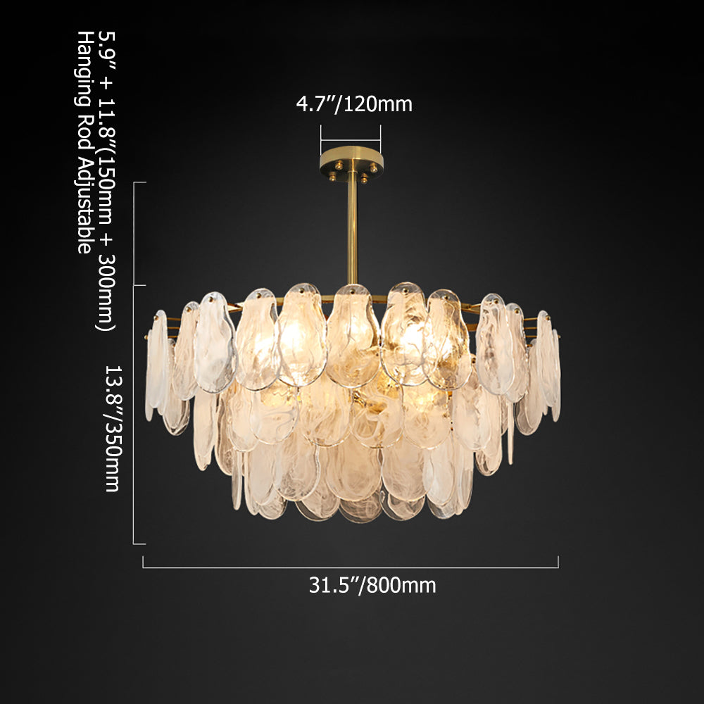 Postmodern 6-Light Tiered Cloud Glass Chandelier Adjustable Hanging Rod