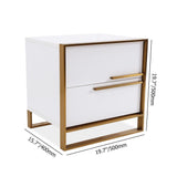 Modern 2 Drawers Black Lacquer Nightstand in Gold