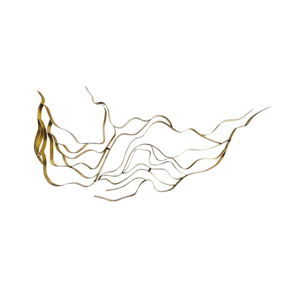 Luxury Abstract Wavy Lines Wall Decor Irregular Metal Wall Art in Gold