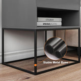 Blue Bedroom Nightstand with Drawer Bedside Table Metal Base