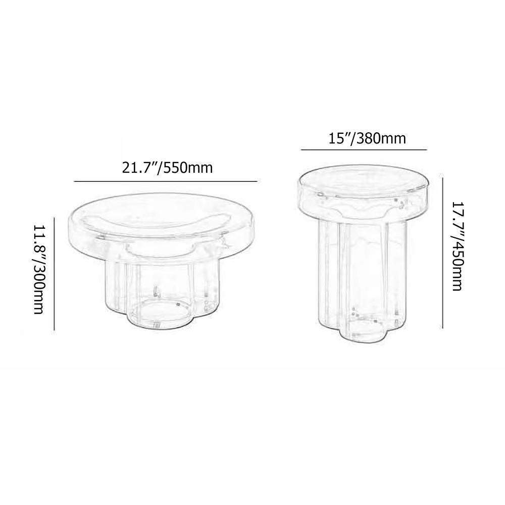 Modern Glass Coffee Table Set 2-Piece Cloud-Shaped in Orange-Coffee Tables,Furniture,Living Room Furniture