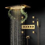 Wall-Mounted 23" Thermostatic Shower System in Gold 4 Functions