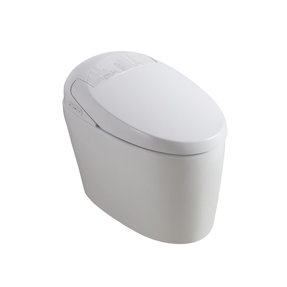 Smart One-Piece Floor Mounted Toilet and Bidet Foot Induction and Automatic Flushing with Seat in White