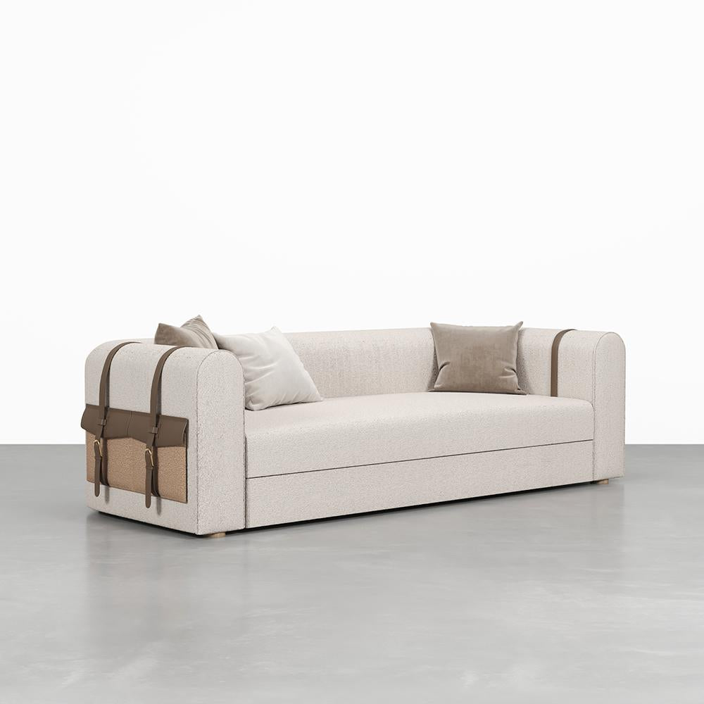 87" Modern White Boucle 3-Seater Sofa Upholstered   Convertible  with Side Storage