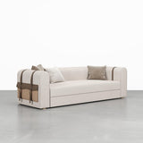 87" Modern White Boucle 3-Seater Sofa Upholstered   Convertible  with Side Storage