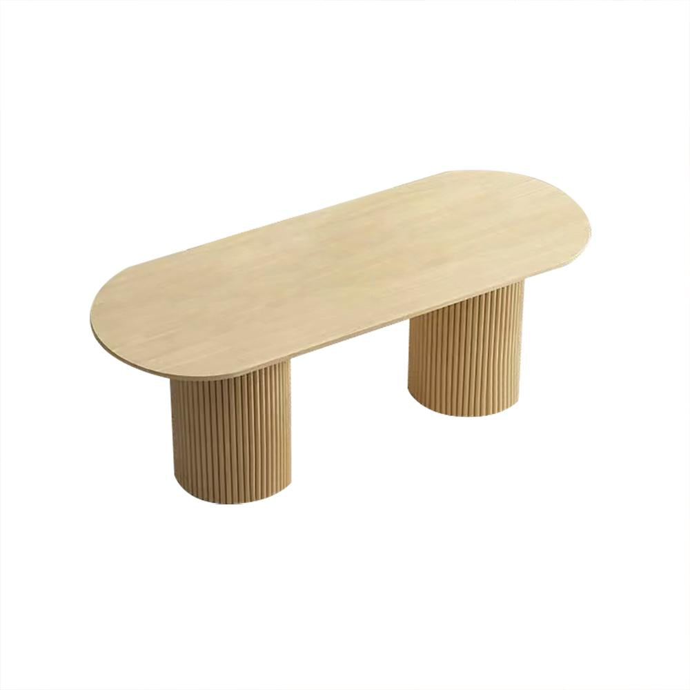Farmhouse 63" Solid Wood Dining Table Natural Oval Tabletop for 6 Person