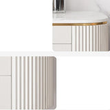 Modern 5-Drawer White Makeup Vanity Table Mirror & Side Cabinet Included