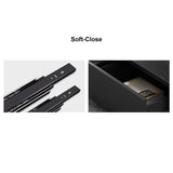 Modern Black Nesting Sintered Stone & Glass Coffee Table with 4 Storage Drawers Set of 2