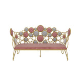 Pink Loveseat Velvet Upholstered Sofa Metal Sofa in Gold Legs 57.1"