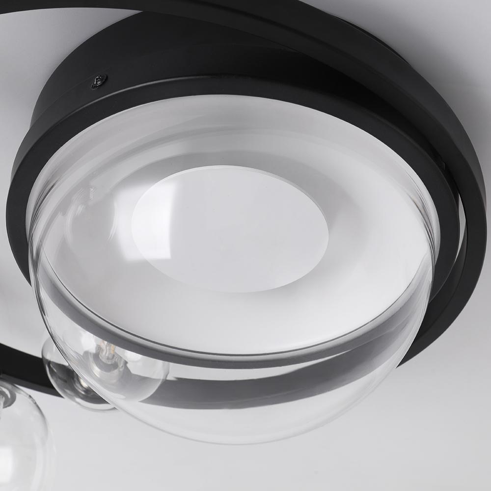 Modern 6 Light LED Black Geometric Bubble Flush Mount Ceiling Light with Glass Shade