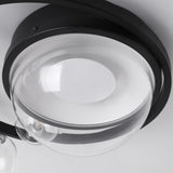 Modern 6 Light LED Black Geometric Bubble Flush Mount Ceiling Light with Glass Shade
