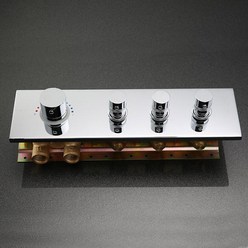 Modern Thermostatic 3-Function 3-Outlet Solid Brass Faucet Shower Valve & Trims