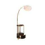 Feather Floor Lamp with Shelves & Drawer Arched Floor Lamp With End Table