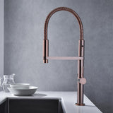 Rose Gold Single Hole High Arc Magnetic Kitchen Faucet Dual-function Spray