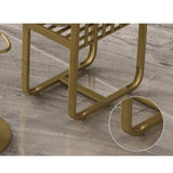55.1" Modern Straight Bar Table with Shelves in White & Gold