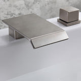 Moda Matte Black Waterfall Widespread Bathroom Sink Faucet Square Double Handle