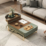 Lift-top Modern Multifunctional Nesting Coffee Table Set with Drawer Storage, Tempered Glass Top Side Table