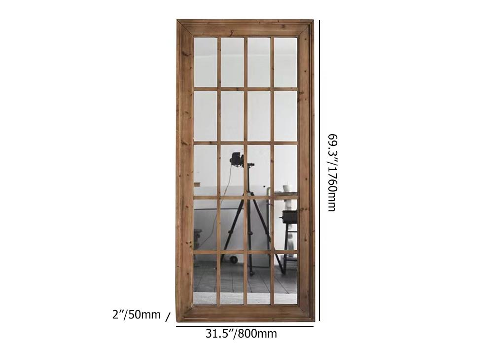 Farmhouse Full Length Mirror Wood Rectangle Floor Mirror