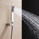 Modern 16 Inches LED Square Ceiling-Mount Rain Shower Head & 6 Body Sprays & Wall Mounted Hand Shower System Brushed Nickel